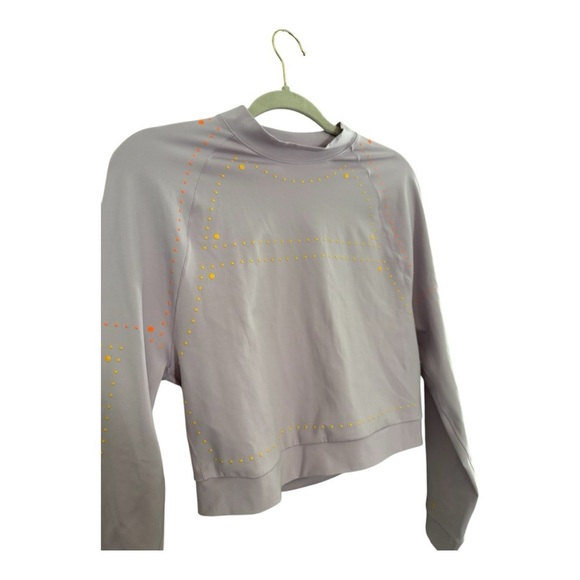 Nike Dri Fit Neon Stud Lilac Purple Long Sleeve Athletic Workout Crop Top Sz M - Picture 2 of 5